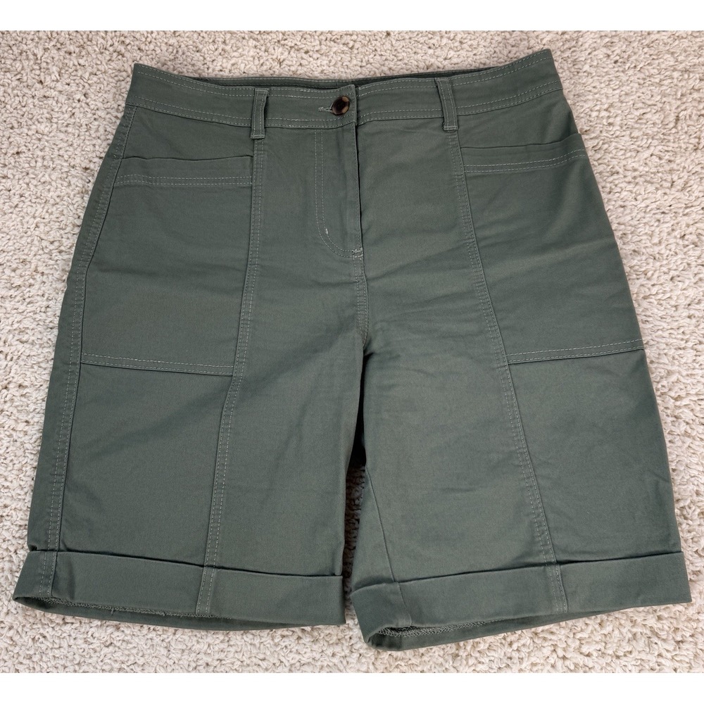 Boden Utility Chino Shorts Women Size 8 Olive Green Excellent 9 Inch Inseam